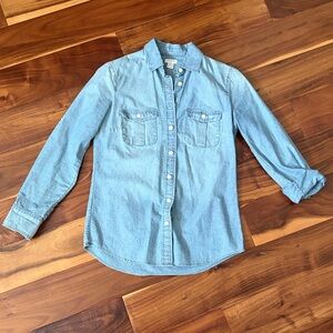 J. Crew Chambray Button-Down Shirt petite xxs